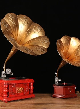 铁艺架子仿古复古怀旧唱片机留声机摄影J道具模型家居装饰桌面摆