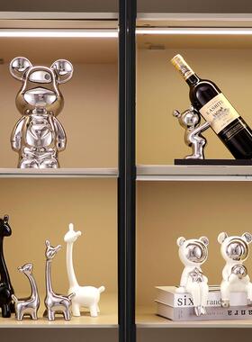 暴力熊创意红酒架轻奢摆件高档家居客厅电视柜酒柜装饰品乔迁礼物
