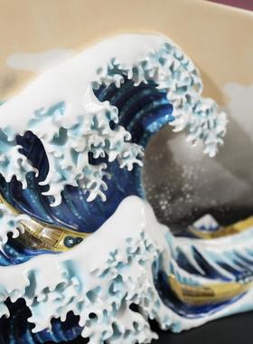 浮世绘陶瓷画装饰画摆件客厅玄关桌面酒柜办公室艺术画高档装饰品