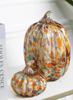 木南现代简约琉璃炫彩南瓜工艺品摆件艺术客厅玄关桌面家居装饰品