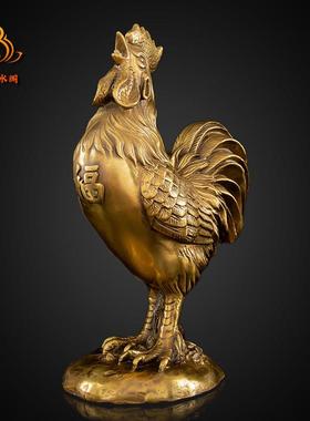 纯铜鸡摆件铜公鸡金鸡大公鸡招财生肖鸡元宝鸡家居客厅风水工艺品