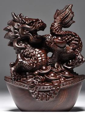 黑檀木雕十二生肖摆件一套实木质鼠牛虎兔龙蛇马羊猴鸡狗猪工艺品