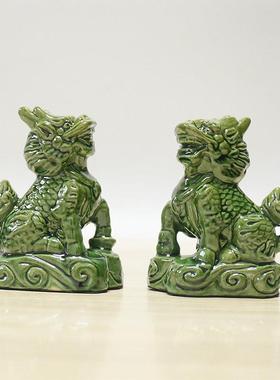 唐三彩陶瓷麒麟一对家居客厅玄关门口室内室外摆放装饰品摆设