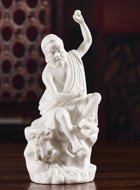 速发德化陶瓷18十八罗工佛像白瓷汉艺品摆件降龙伏虎尊者人物收藏