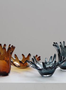 轻奢创意手工琉璃果盘花瓶玄关摆件现代简约客厅餐桌样板间装饰品