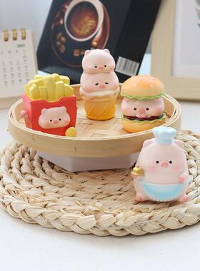 创意汉堡小猪摆件桌面可爱治愈系装饰品汽车车载内饰女生生日礼物