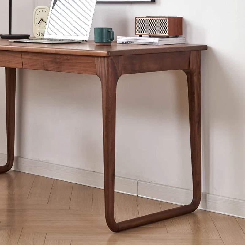 北美黑胡桃木书桌学习桌现代简约日式电脑桌北欧实木樱桃木办公桌 - 图2
