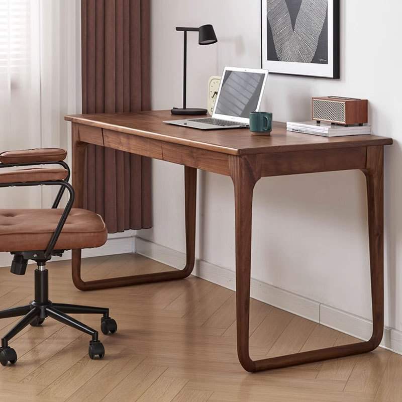 北美黑胡桃木书桌学习桌现代简约日式电脑桌北欧实木樱桃木办公桌 - 图1