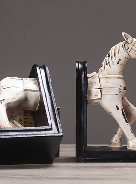 美式创意复古书靠书档 现代简约软装书房酒柜办公室装饰品摆件