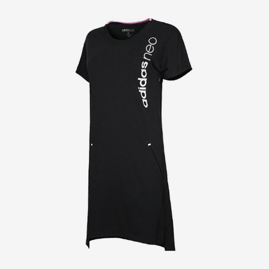 Vestido midi deportivo con estampado de letras y cuello redondo para mujer adidas original neo CV6956
