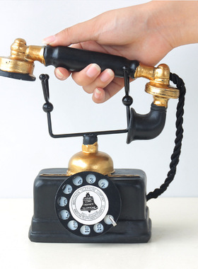 欧式复古树脂电话机n摆件 仿古老式电话机家居客厅桌面装饰工艺品