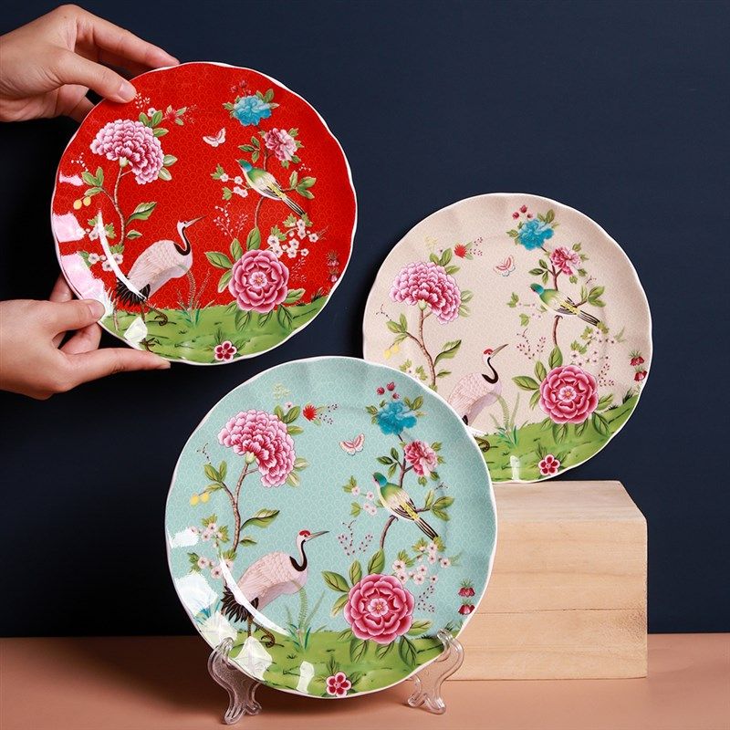 国潮陶瓷餐具套装碗碟家用盘个性创意骨瓷西M餐牛排中国风仙鹤点,淘宝优惠券,粉丝福利购,淘宝优惠卷