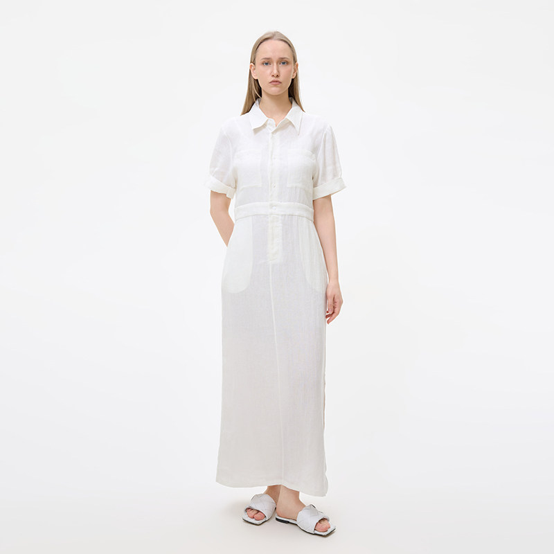 GOLDEN BARRY金和百瑞气质轻盈松弛舒适冷淡风亚麻连衣裙女301260