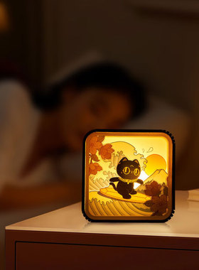 大英博物馆乘风破浪木质分层氛围夜灯圣诞礼物桌面摆件女生日礼物