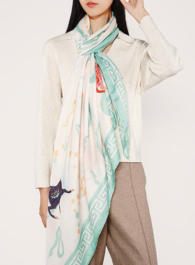 大英博物馆新年系列以梦为马印花披肩围巾乔迁新年新中式生日礼物