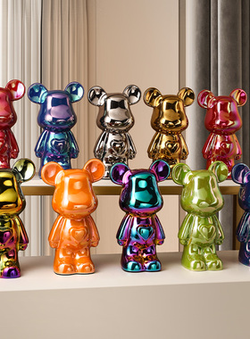 速发熊潮玩摆件轻奢客厅童视柜酒房爱心熊儿电柜装饰