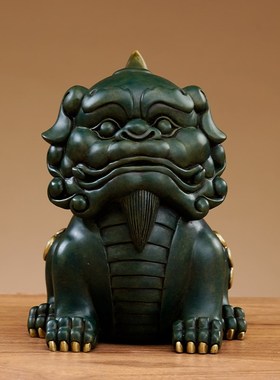 速发纯铜招饰门头狮工艺品摆件一铜办公室装财品家居客厅紫对摆件