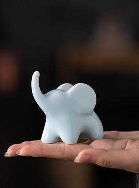 陶瓷大象小摆件创意家居现代简约玄关酒柜办公桌面装饰品小象摆设