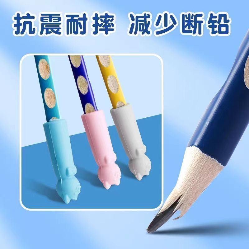 卡通小猫铅笔套小学生保护套儿童三角铅笔帽护套可当橡皮擦便携 - 图1