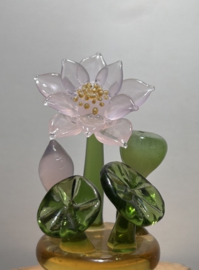 淄博琉璃仿真荷花盆栽摆件桌面绿植好运莲莲家居玄关装饰品礼物