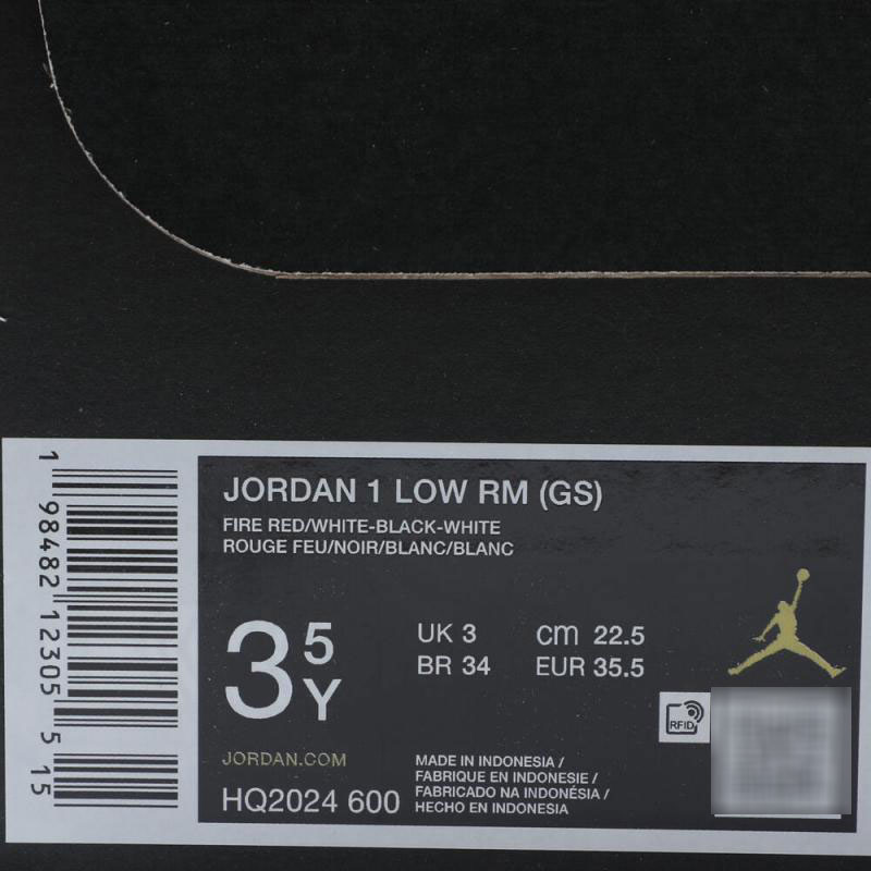 NIKE耐克大童鞋JORDAN 1 LOW RM GS运动训练篮球鞋HQ2024-600 - 图3