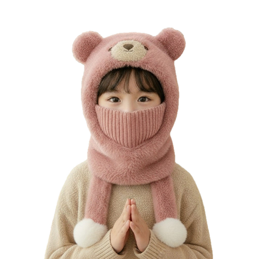 宝宝帽子围脖一体秋冬季儿童防风针织毛绒帽加厚男女童保暖套头帽,淘宝优惠券,粉丝福利购,淘宝优惠卷