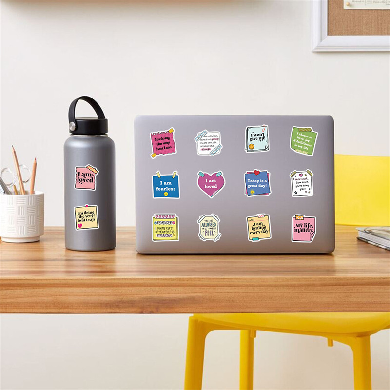 新款50张自我肯定励志标签英文正能量彩色贴纸装饰笔记本头盔相框画手账手机水杯行李箱滑板iPadDIY防水贴纸,淘宝优惠券,粉丝福利购,淘宝优惠卷