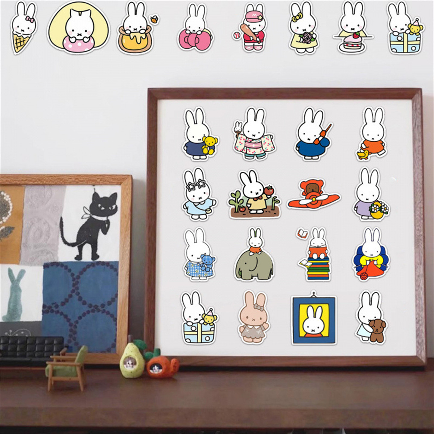 50张爆款推荐卡通米菲兔周边贴纸环保不重复可爱玩具贴画装饰手机笔记本背景墙水杯平板DIY车窗洗衣机防水贴,淘宝优惠券,粉丝福利购,淘宝优惠卷
