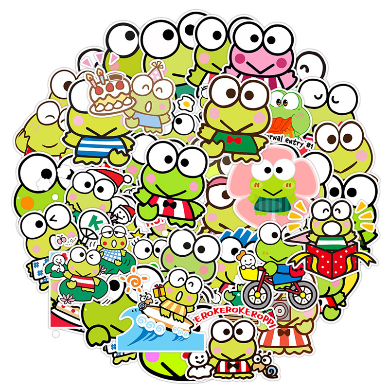 50 sheets of big-eyed frog decorative waterproof stickers