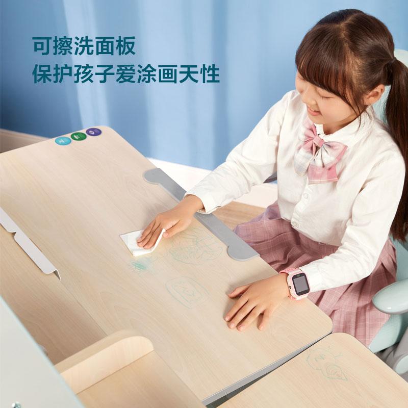 Lin's Wood Industry children's study table and chair set liftable desk writing table home girl homework table LS818