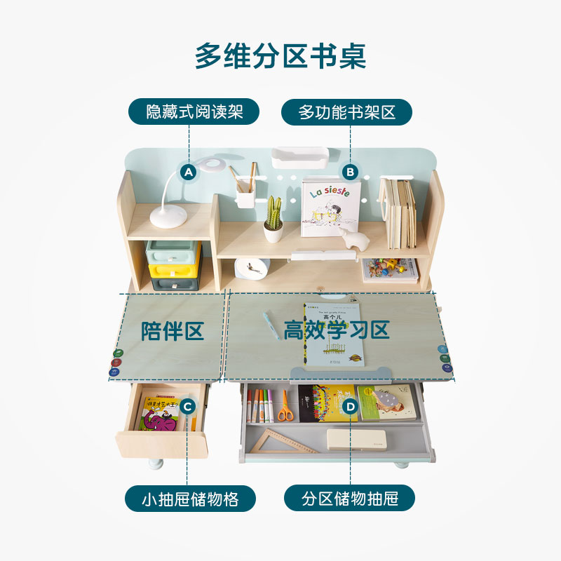 Lin's Wood Industry children's study table and chair set liftable desk writing table home girl homework table LS818