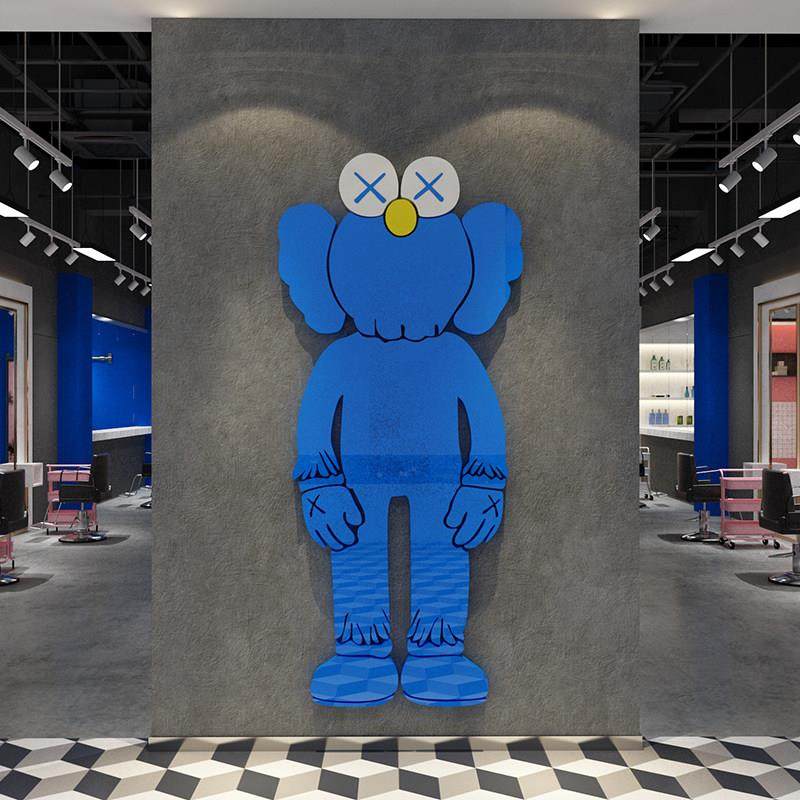 网红理发店墙面装饰品美发廊背景创意形象墙贴纸暴力熊工业风挂画,淘宝优惠券,粉丝福利购,淘宝优惠卷