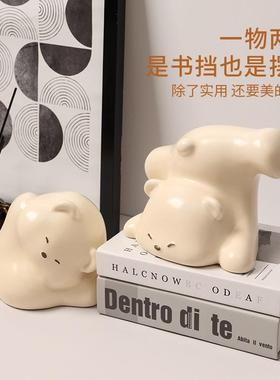 创意暴力熊书挡摆件家居客厅装饰品书桌假书书立治愈书架摆设书靠