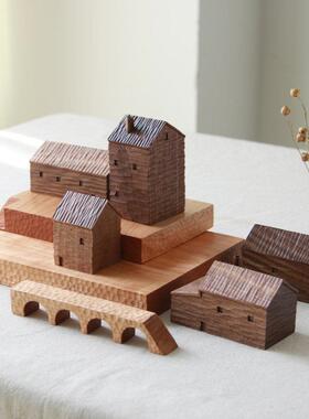 雨木｜小木屋摆件纯手工雕刻 创意礼品微景观小房子装饰家居摆饰