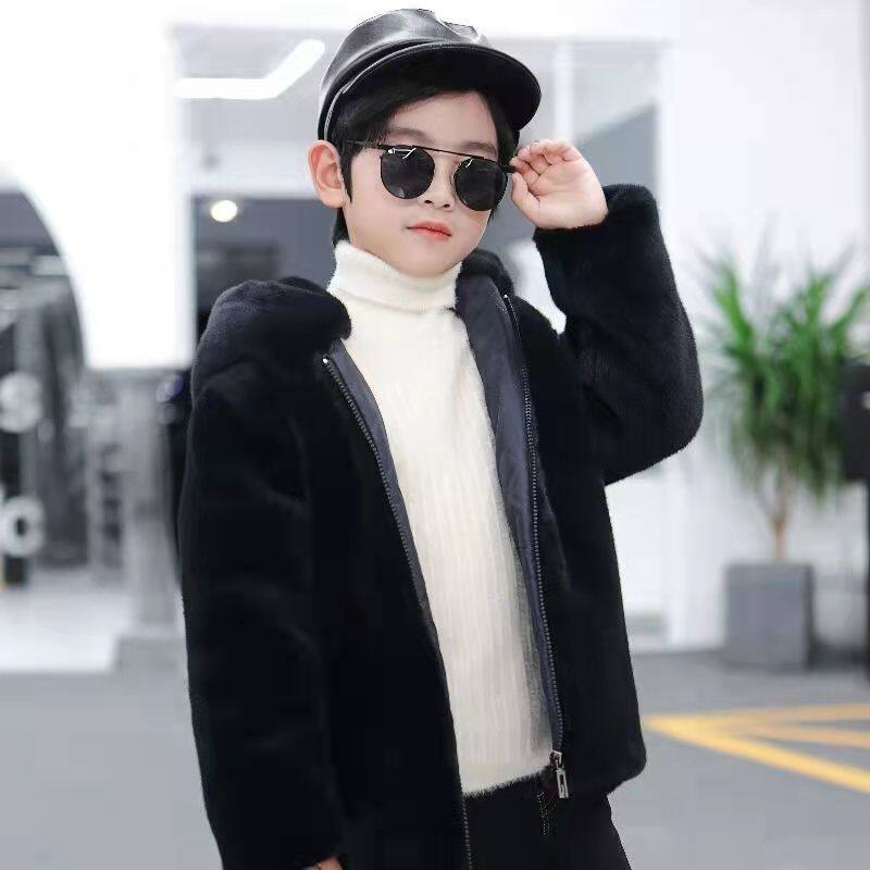 秋冬新款貂绒连帽夹克水貂毛男女童保暖衣仿貂皮大衣儿童貂皮外套,淘宝优惠券,粉丝福利购,淘宝优惠卷