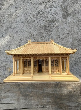 中式东阳木雕客厅办公室书房装饰桌面摆件古建筑歇山W模型房子民