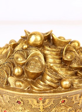 朴器 铜一碗金聚宝盆摆件