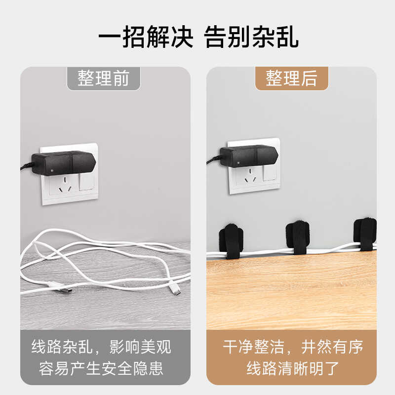 理线器数据线收纳神器桌面电脑束线魔术贴扎带电线网线走线固定器 - 图2