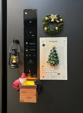 圣诞树冰箱贴可爱树脂磁吸留言贴创意冰箱贴摆件圣诞节氛围感布置