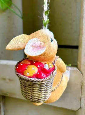 爬藤小兔子挂件小动物悬挂装饰品