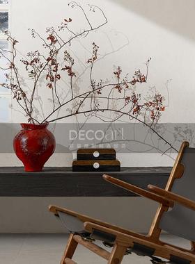 邸高家居新中式玄关柜手工陶瓷花瓶花器蔷薇果干花插花装饰盒摆件