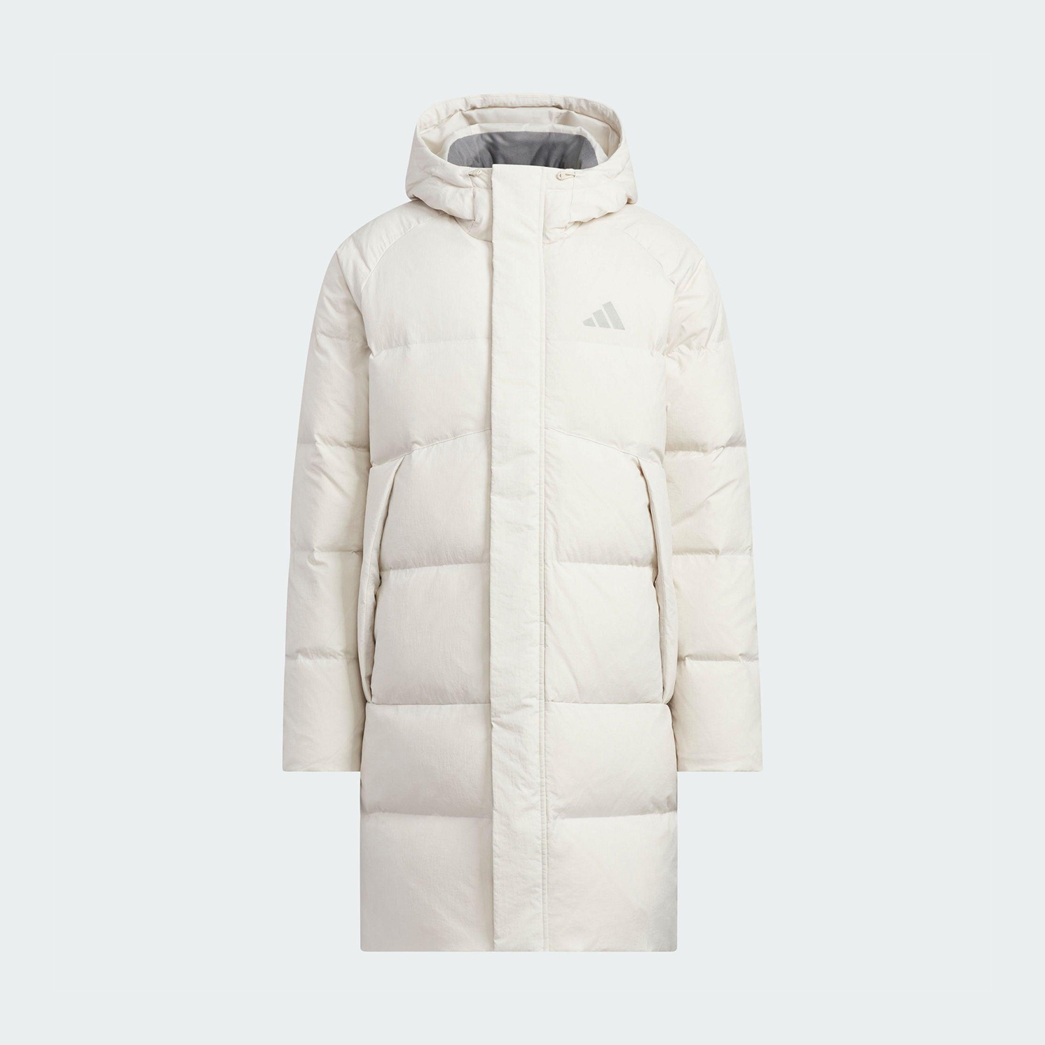 Adidas/阿迪达斯正品2025男女拉链长款连帽梭织运动羽绒服KR0935 - 图1