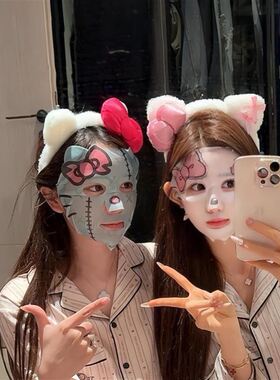 粉色蝴蝶结毛绒发箍kitty猫咪秋冬发卡发饰洗脸敷面膜可爱少女心