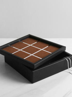 梵其欧式轻奢样板间皮质九宫格收纳盒创意饰品P盒卧室衣帽间装饰