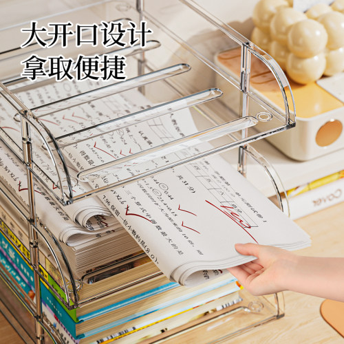整理师推荐书桌置物架多层透明桌上书本收纳架办公桌文件具收纳盒 - 图2
