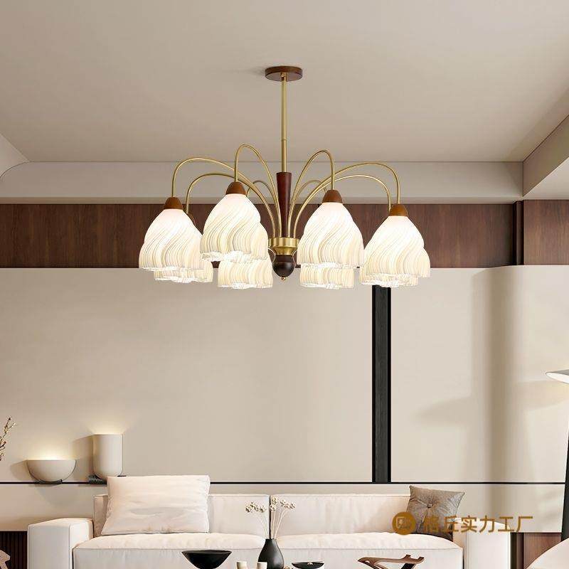 式客厅灯法裙摆艺术款灯具胡桃木油奶风房间全356吊光谱护眼餐厅,淘宝优惠券,粉丝福利购,淘宝优惠卷