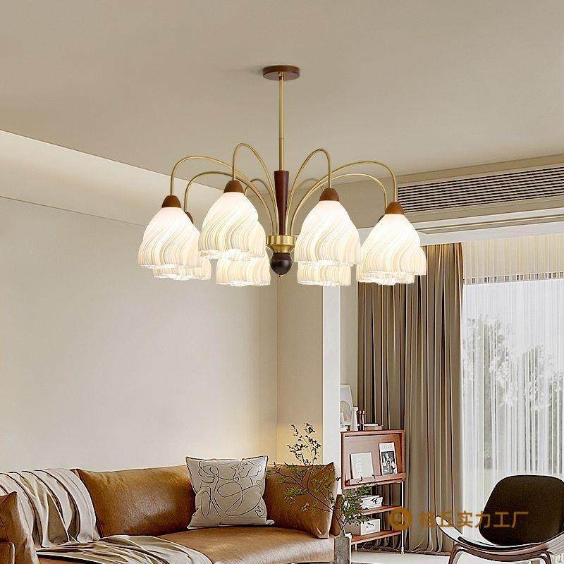 式客厅灯法裙摆艺术款灯具胡桃木油奶风房间全356吊光谱护眼餐厅,淘宝优惠券,粉丝福利购,淘宝优惠卷