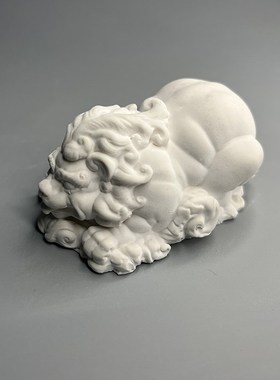 石狮子麒麟雕刻摆件古风神兽镇宅书房客厅装饰汽车呆萌可爱小动物