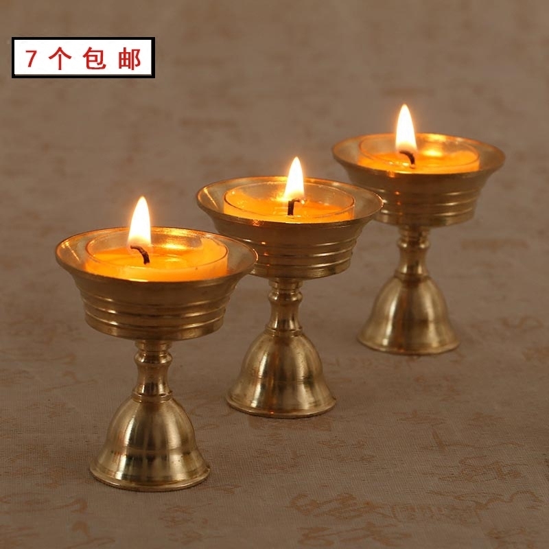 现货速发佛前酥油灯灯座家用铜合金供佛烛台灯托底座佛具用品茶杯 - 图0