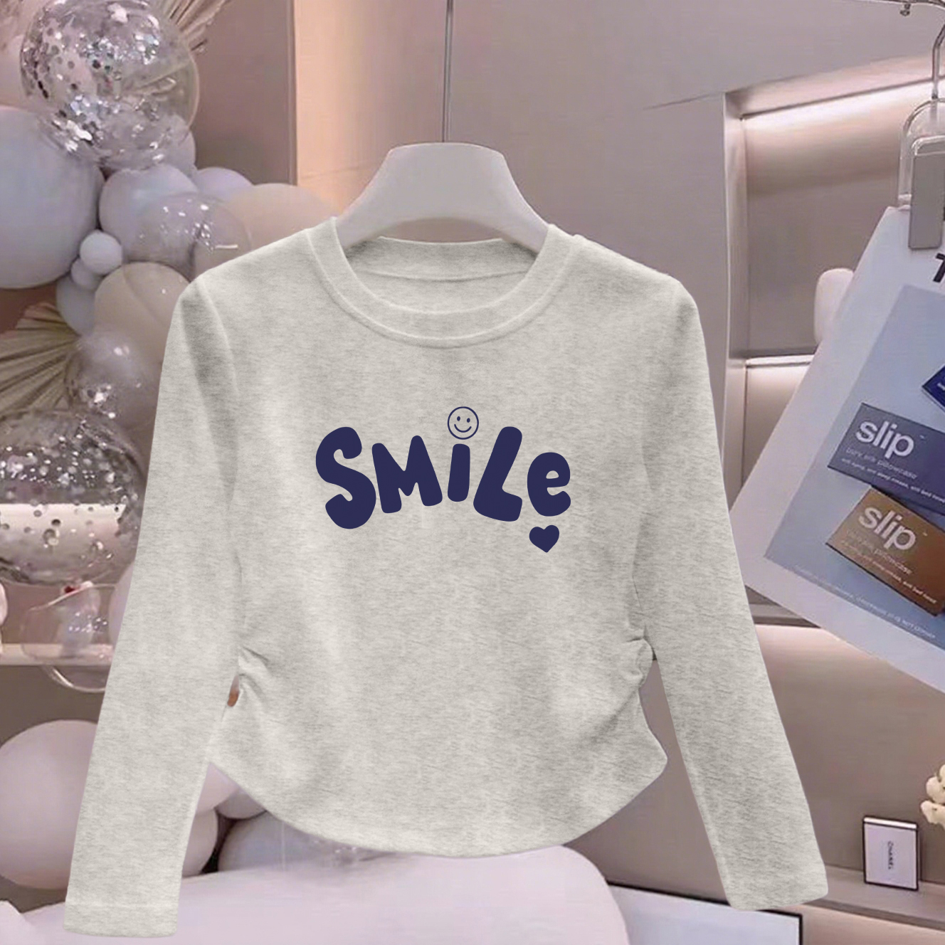 新款女童长袖2025春秋中大童褶皱内搭打底衫儿童洋气女孩上衣潮 - 图1